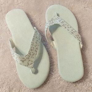 Mint green cheetah flip-flops